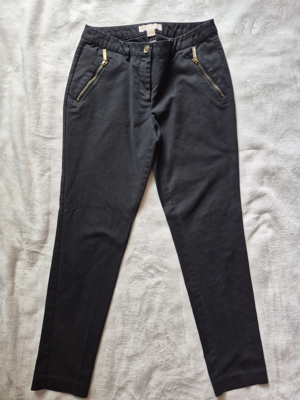 Michael Kors Black Slim Ankle Pants with Gold Zippers